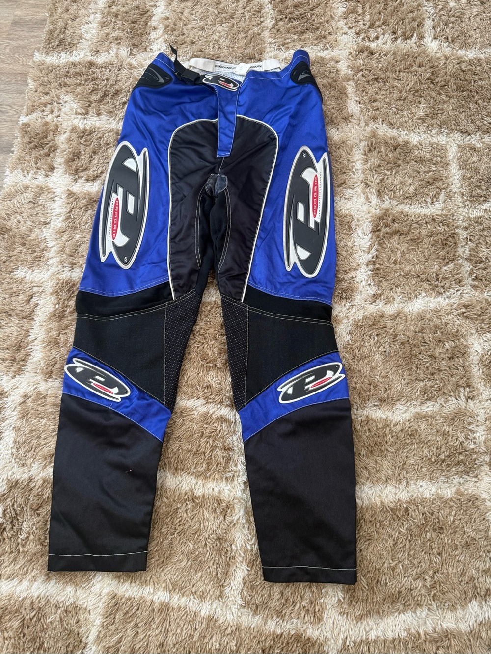 Blue and Black MX Riding Pants with Logo